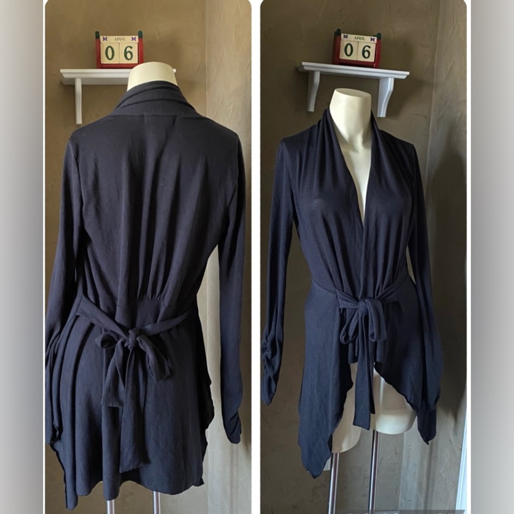 Arden B Lightweight Draped Cardigan Women Open Front Tie 2 Ways Sweater
